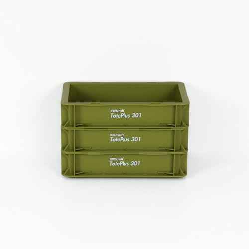 KBDcraft Stackable Storage Bin - Heavy-Duty Plastic Organizer Box and Tray with Straight Walls, small plastic bin totes for storage, 12"x8"x3", 0.5Gal, Green, 3 Pack