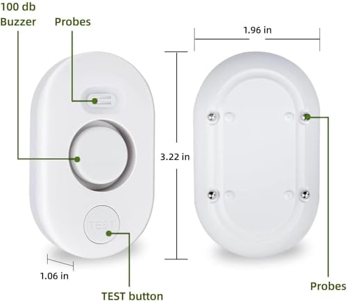 METAK White 5 Pack Water Leak Detectors with 100dB Alarm for Home Basement