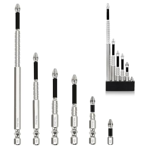 High Magnetic Screwdriver Drill Bits Set, Hexagonal Shank Anti Slip, Electric Screwdriver Set, Suitable For Power And Hand Tools,6-Piece Alloy Steel Anti-Slip Drill Bits,Phillips Screwdriver Bits