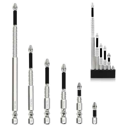 High Magnetic Screwdriver Drill Bits Set, Hexagonal Shank Anti Slip, Electric Screwdriver Set, Suitable For Power And Hand Tools,6-Piece Alloy Steel Anti-Slip Drill Bits,Phillips Screwdriver Bits