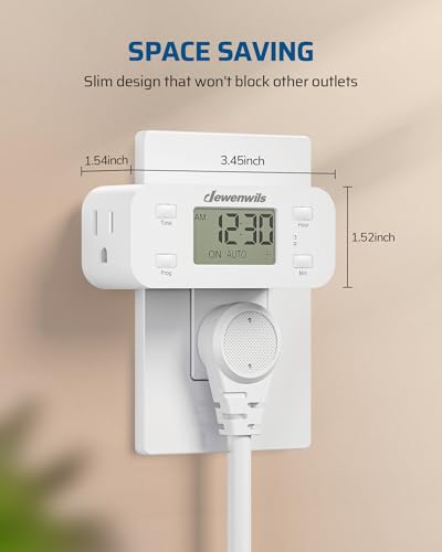 DEWENWILS White 2-Pack Indoor Digital Timer Outlet 24 Hour Programmable