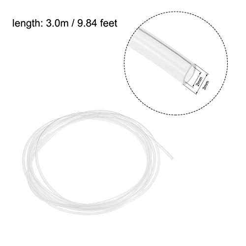 uxcell Nylon Line Hose Tube, 2mm(0.07") ID x 3mm(0.11") OD 3 Meter 9.8ft PA6 Nylon Tube Pneumatic Air Brake Tubing for Fluid Transfer Clear