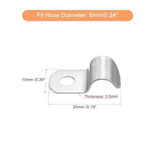 uxcell 40 Pcs Pipe Strap Fit for 1/4in(6mm) 304 Stainless Steel Strap Clamp with 1 Hole for Conduit or Pipe Fixing