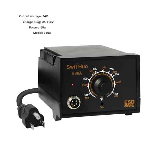 Soldering Iron Station, 936A 60W Soldering Station Kits with 5 Soldering Round Tips, Solder Wire, Tweezers, Desoldering Pump and Rework Station Kit for Electronics (Black)