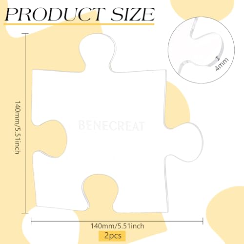 BENECREAT 2pcs Acrylic Puzzle Router Template, 5.5x5.5inch Acrylic Handle Cutting Board Serving Board Router Template for Charcuterie Home Kitchen Cutting Board Handle, 4mm Thick