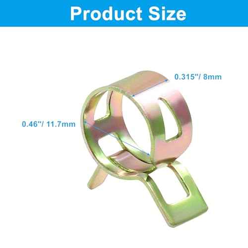50Pcs Spring Band Clips 1/2" 12mm Air Hose Tube Water Pipe Fuel Hose Line Vacuum Hose Clamp, Fit 12.5-13mm OD (Metallic)