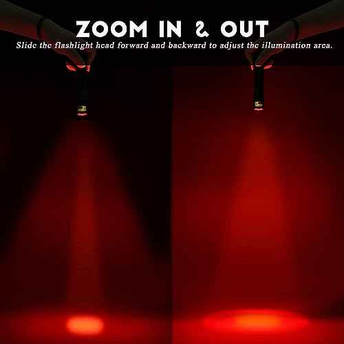 Upgraded Red Flashlight Combo, Bright White &High/Low Power Red Light Options with Memory, Zoom Lens, Rechargeable Battery, Small Portable LED Torch for Aviation, Astronomy, Night Vision