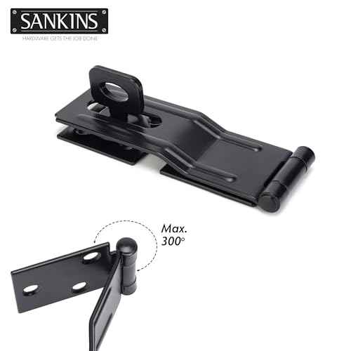 4-1/2" Swivel Staple Safety Hasps, Gate Door Hasp Latches Safety Packlock Clasp Locking with Twist Knob for Fence, Gate, Cabinet, Black