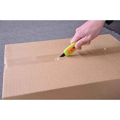 CANARY Box Cutter Retractable Blade, Mini Box Opener Tool [Non-Stick Fluorine Coating Blade], Made in JAPAN, Green (DC-15F-1)