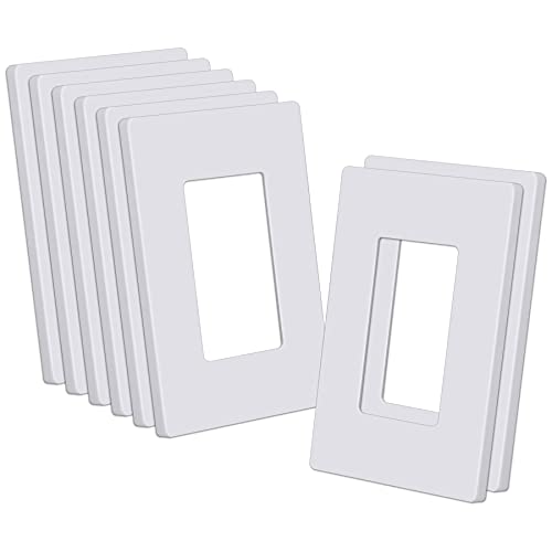 CML Decorator White Screwless Wall Plate 1-Gang Gloss Finish, 8-Pack