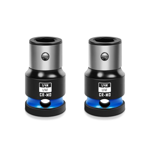 BLACKROBOT 2PCS Impact Bit Holders 1/4 Inch Square Drive to 1/4 Inch Hex Socket Adapter for Impact Wrench