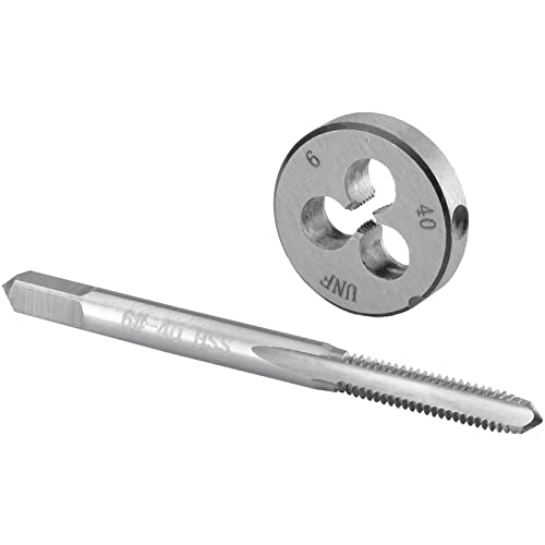 Burkit No 6-40 UNF Tap and Die Set, 6 x 40 UNF Machine Thread Tap and Round Die Right Hand