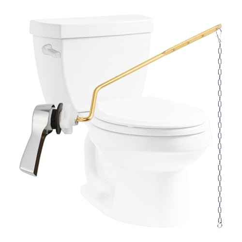 Hibbent Universal Metal Side Mount Toilet Handle Replacement Kit, Brass Toilet Flush Tank Lever with Stainless Steel Flapper Chains for Most Toilets, Chrome Finish
