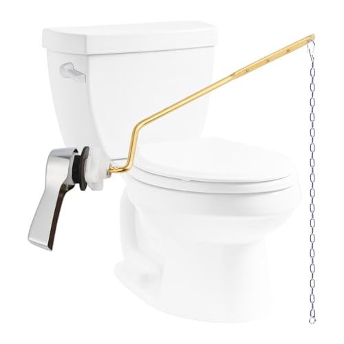 Hibbent Chrome Side Mount Toilet Handle Replacement Kit - Universal Brass Flush Lever