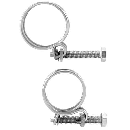 QWORK Heavy-Duty 1-1/2 Inch Double Wire Hose Clamp with Bolt ? 304 Stainless Steel 10 Pack, Leak-Proof and Corrosion-Resistant for Secure Hose Connection