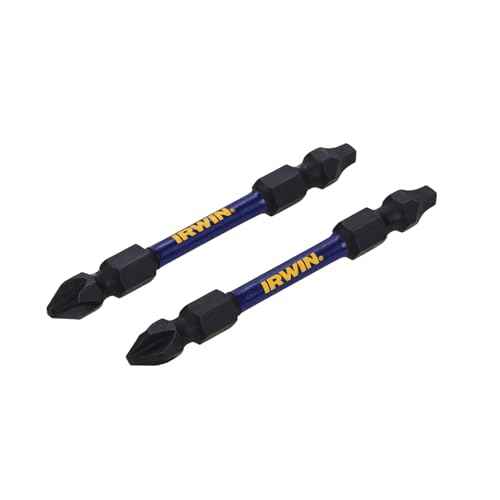 IRWIN Impact Screwdriving Bit, Square 2 Phillips 2 Double End, 2-1/2 Inch, SQ2/PH2, 2 Pack (IWAF32DEP2SQ2)
