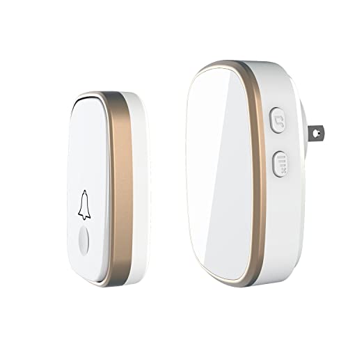 LUAMB White Wireless Doorbell 1000ft Range Loud Chimes with 5 Volume Levels & Mute Mode - Modern Design