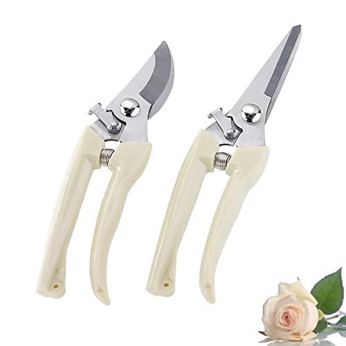 Leize Flower Scissors Set, 2 Pack Premium Thickened Stainless Steel Floral Shears, Strong Pruner for Flowers, Branches and Leaves, Upgrade