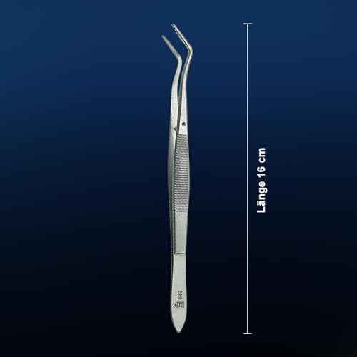 SMI 16cm Precision Tweezers Curved Professional Tweezers Industrial Hobby Tweezers Stainless Steel DIY Serrated Tip
