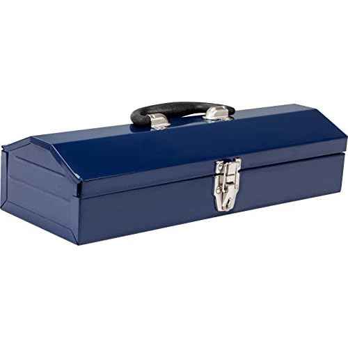 TCE ATB102U Torin 16" Hip Roof Style Portable Steel Tool Box with Metal Latch Closure, Blue