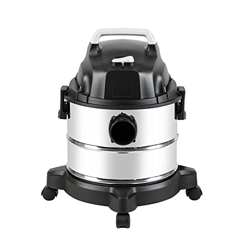 Amazon Basics 4 Gallon Wet Dry Shop Vacuum Cleaner, 3 HP Stainless Steel, Grey/Black