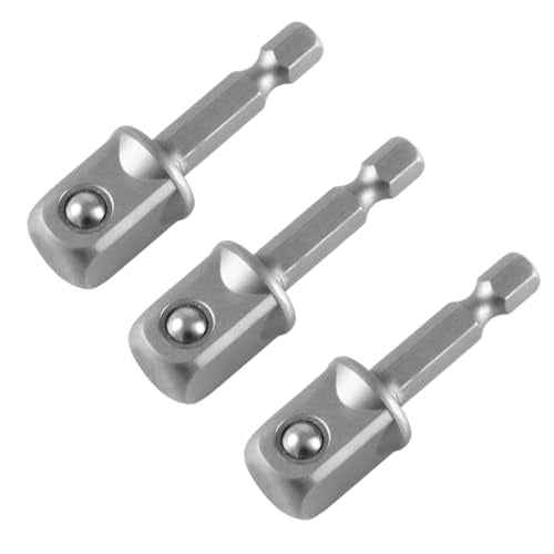 Upgraded 1/2 Inch Impact Grade Socket Adapter Set 3 Pcs Square Socket Adapter Drill Bits Impact Driver Power Bit Set for Powered/Cordless Drill Chuck