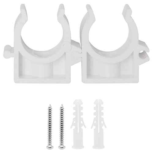 PEX Clips Pipe Clamp 3/4 Inch, 20 Pack 20 mm Pipe Hangers Pipe Holder PEX Tubing Clamps PVC Water Pipe Support, Plastic U-Shaped PVC Pipe Clamps Tools With Screws, White