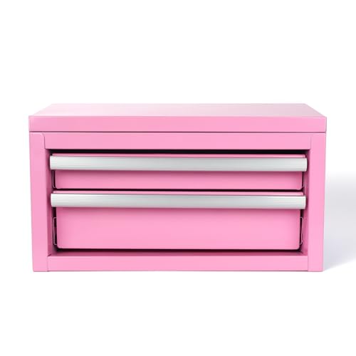 TWUBLK Mini Pink Steel Tool Box with Drawers - Small Portable Metal Toolbox Organizer