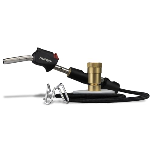 HCPRO HC-BZT5 MAPP Gas Torch Kit with 5ft Propane Hose Self-Igniting Swirl Flame Soldering Torch Head for HVAC Plumbing Welding Brazing Copper Pipe Repair Heating Tool