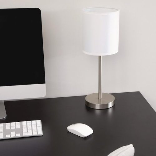 Ledu Slim Line Lamp Set, Table 12.63" High and Floor 61.5" High, Silver
