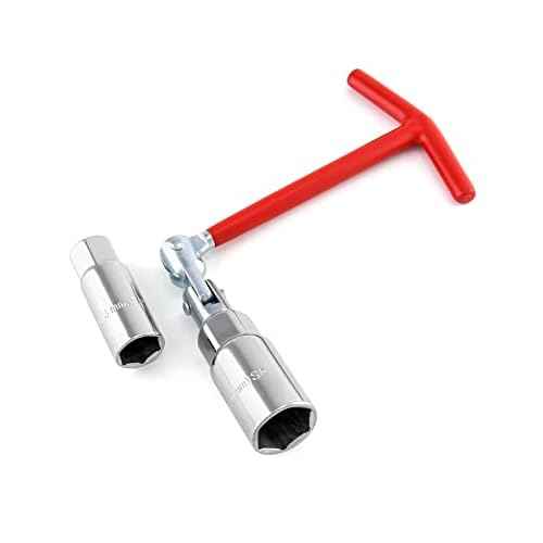 QWORK Spark Plug Socket Wrench, Universal,T-handle, 6mm (5/8") & 21mm (13/16") Remover Installer