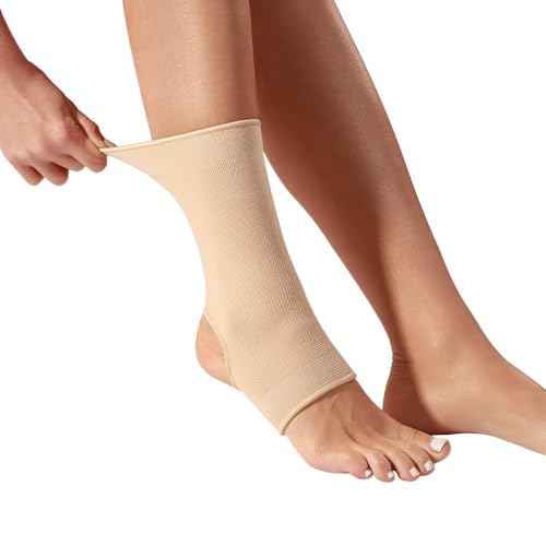 2 Pack Ankle Brace Compression Sleeve, Ankle Wrap & Ankle Support for Women & Men, Ankle Compression Sock for Sprain, Swelling, Plantar Fasciitis, Tobillera (M Nude)