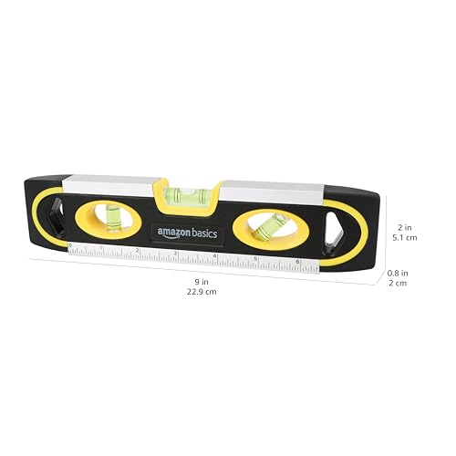 9-Inch Magnetic Torpedo Level and Ruler - Accurate Bubble Vials, Lightweight, Black