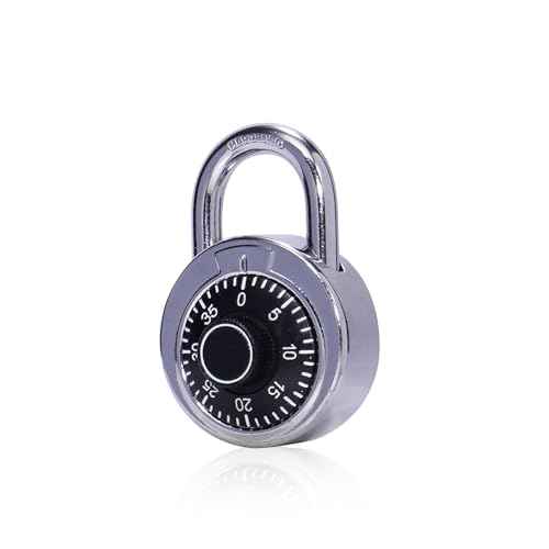 1 Pack 50 mm (2") Black Dial Combination Padlock, Hardened Steel Shackle, Locker Keyless Combination Lock for Gym Lockers, School Lockers, Office Lockers, and Toolboxes