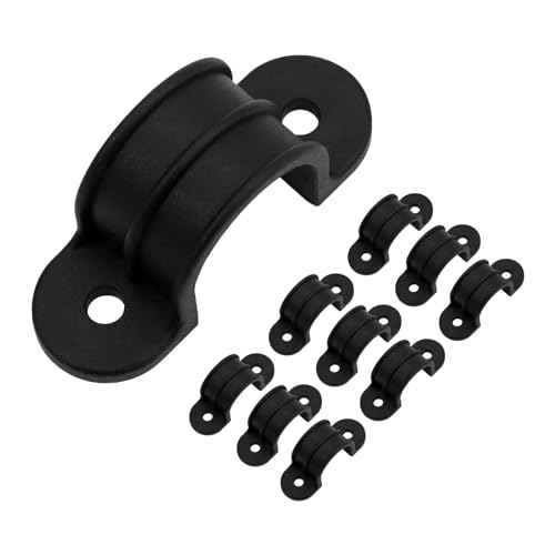 10pcs 1 Inch PVC Pipe Straps U Shape Plastic Conduit Pipe Strap Clamps 2 Holes Pipe Clips Black Conduit Clips for Water Pipe Tube Cables (25mm)