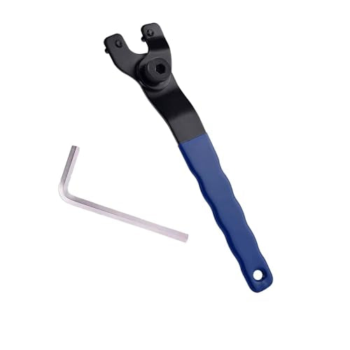 Adjustable Angle Grinder Spanner Wrench Universal Tool Small Pin Spanner Wrench,A Locknut,Pocket Door Suitable for 4 ",5", 6 ",7" and 9" Electric Angle Grinders(Blue,Including One Hex Key)