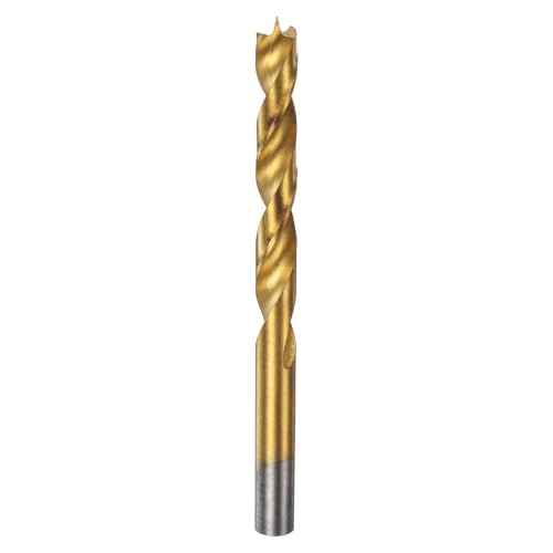 HARFINGTON Brad Point Drill Bit 10mm(25/64") Dia Straight Round Shank Drill Metric Brad Point Spiral Twist Drill Bits for Carpenter Woodworking Plastic Rubber, Golden