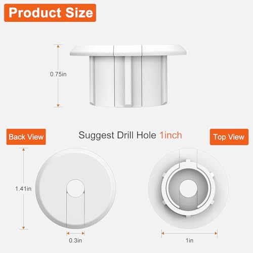 Sactulaz Wall Bushing Grommet for Starlink Dishy Router Ethernet Cable - White, 2 Pack