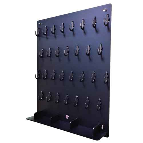 PROSPACE P0004 Acrylic Key Hooks Upgrade Thick Buckle 14 3/4?W x 18 3/4?L Wall-Mounted Key Hanging Board with 30 Hooks for Garage, Car Dealer, Office, Hotel, Real Estate (Matte Black with Pallet)