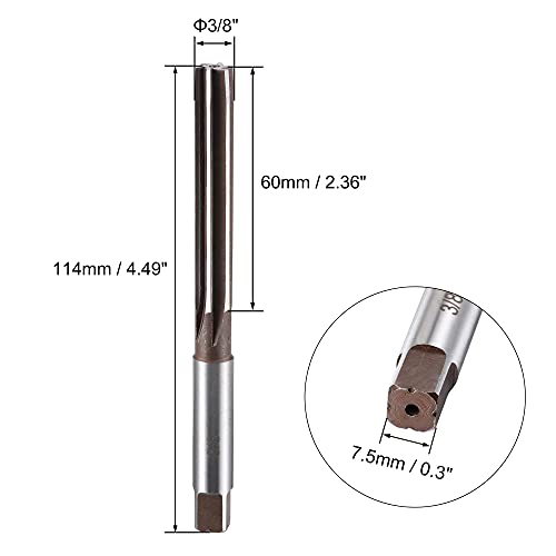 uxcell 3/8" Hand Reamer H8 Accuracy Alloy Tool Steel 6 Flutes Straight Shank Milling Cutter Tool