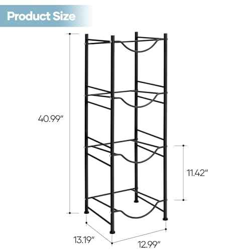 SEHERTIWY 5 Gallon Water Cooler Jug Rack, 4 Tier Detachable Water Bottle Storage Rack, Heavy Duty Water Bottle Organization for Home, Office