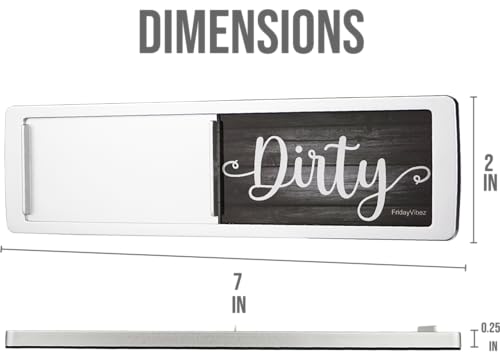 FridayVibez Dark Farmhouse Dishwasher Magnet Sign — Clean/Dirty, 7x2in, Adhesive Included