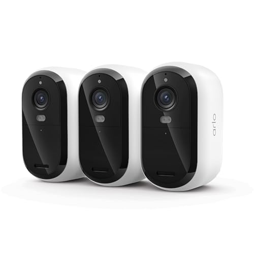 Arlo Essential Wireless Security Camera 2K (3rd Gen) - 3-Pack White, Battery Powered, with 1-Month Secure Plan Trial