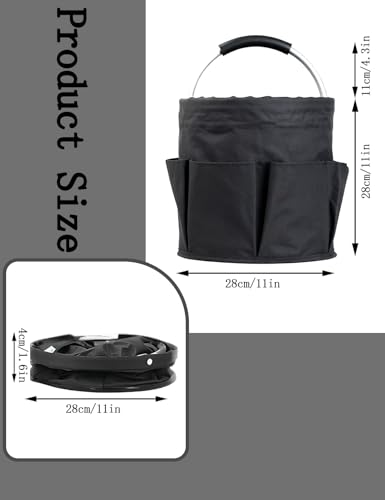 CIHTL Black Cleaning Caddy with Handle, 17L Portable Organizer Bucket