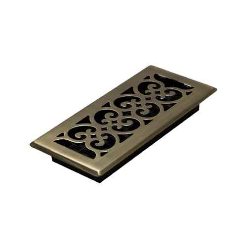 Decor Grates (4-Pack) SPH410-A Scroll Design Floor Register, 4x10 Inches, Antique Brass Finish