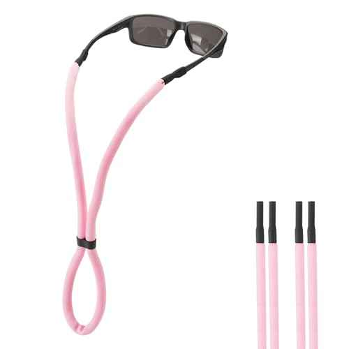 Sunglasses Strap Holder for Floating - Adjustable Glasses Strap Lanyard for Men Women - Eyeglass Strap Holders Around Neck - Eyewear Retainer Cord String for Water Sports- (2pcs Pink)