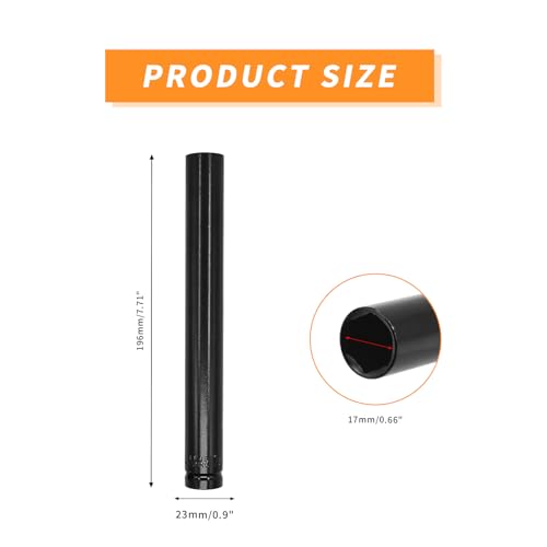 1/2" Drive by 17mm Deep Impact Socket, Heat-Treated CR-V Steel 8" Length, 6-Point Metric Sizes