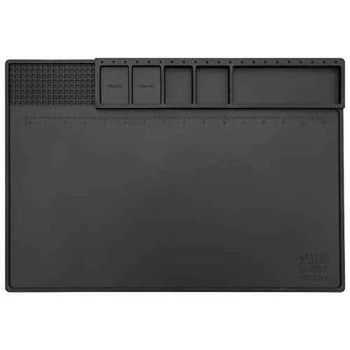 HTM-202 Black Silicone Soldering Mat Heat Resistant Large Magnetic Electronic Repair Work Mat,Expand Work Area for Soldering, Electronics, Computer Repair Etc