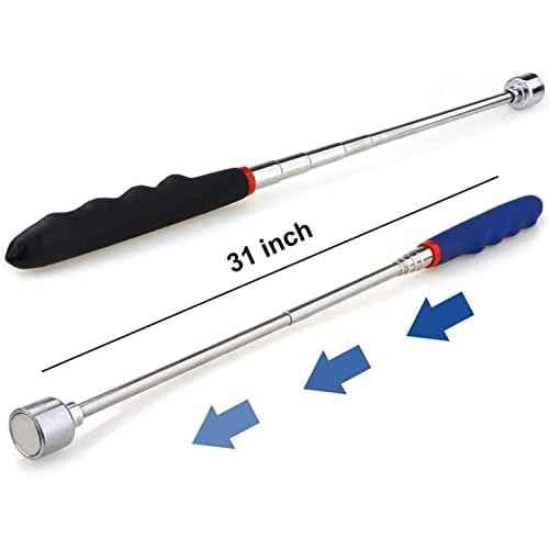 2 Pieces 20 lbs Magnetic Telescoping Pick Up Tool for Small Metal Tools Extends from 7 to 30 inches / 185-720mm (20LB(Balck+Blue))
