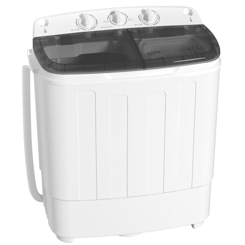 Greenvelly Grey 25lbs Portable Twin Tub Washing Machine & Spinner Combo – Compact Semi-Automatic Laundry for Dorms & RVs